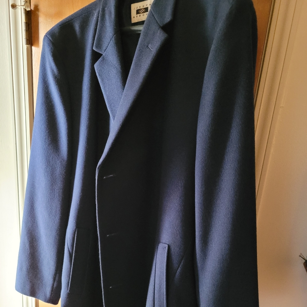 Joseph Abboud Navy Wool knee length coat. 52 long